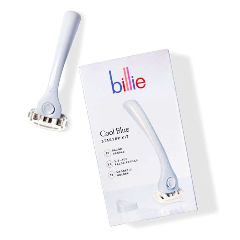 Billie Razor Kit - 1 Handle + 2 Blade Refills + Magnetic Holder - Cool Blue